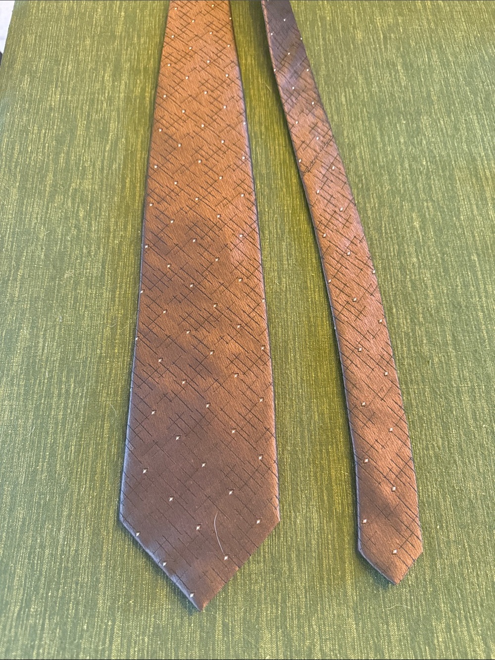 Valentino Brown Silk Tie with Subtle Dot and Crosshatch Pattern
